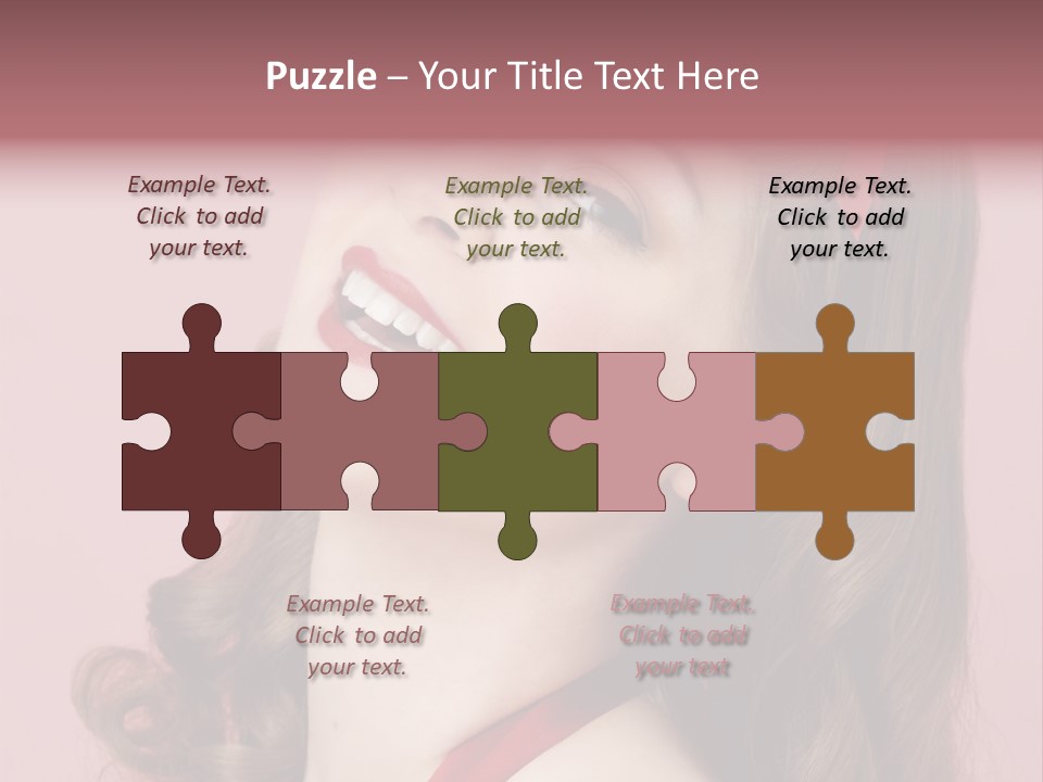 A Woman With A Red Ribbon Around Her Head PowerPoint Template