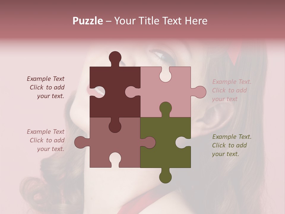 A Woman With A Red Ribbon Around Her Head PowerPoint Template