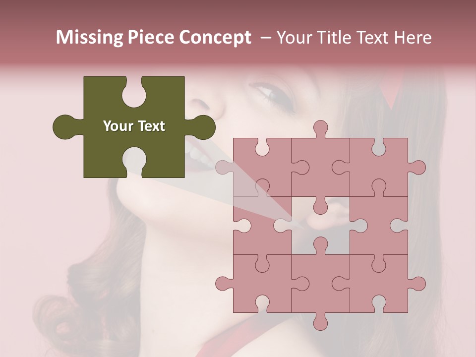 A Woman With A Red Ribbon Around Her Head PowerPoint Template