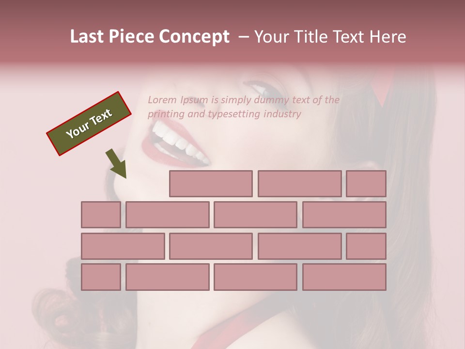 A Woman With A Red Ribbon Around Her Head PowerPoint Template