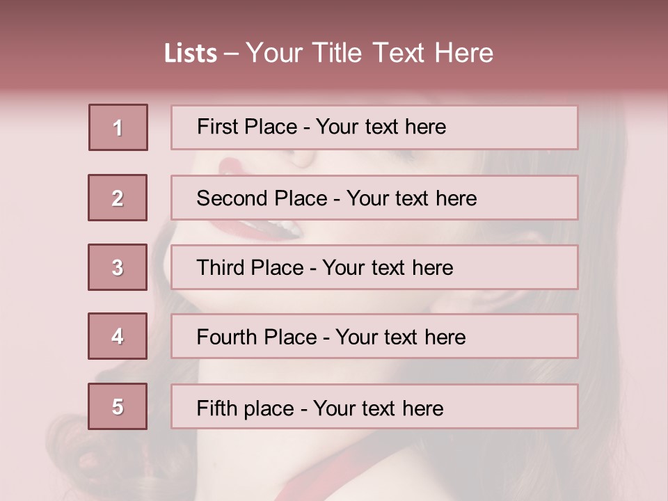 A Woman With A Red Ribbon Around Her Head PowerPoint Template