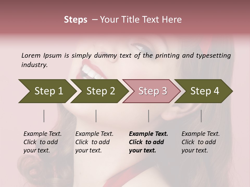 A Woman With A Red Ribbon Around Her Head PowerPoint Template