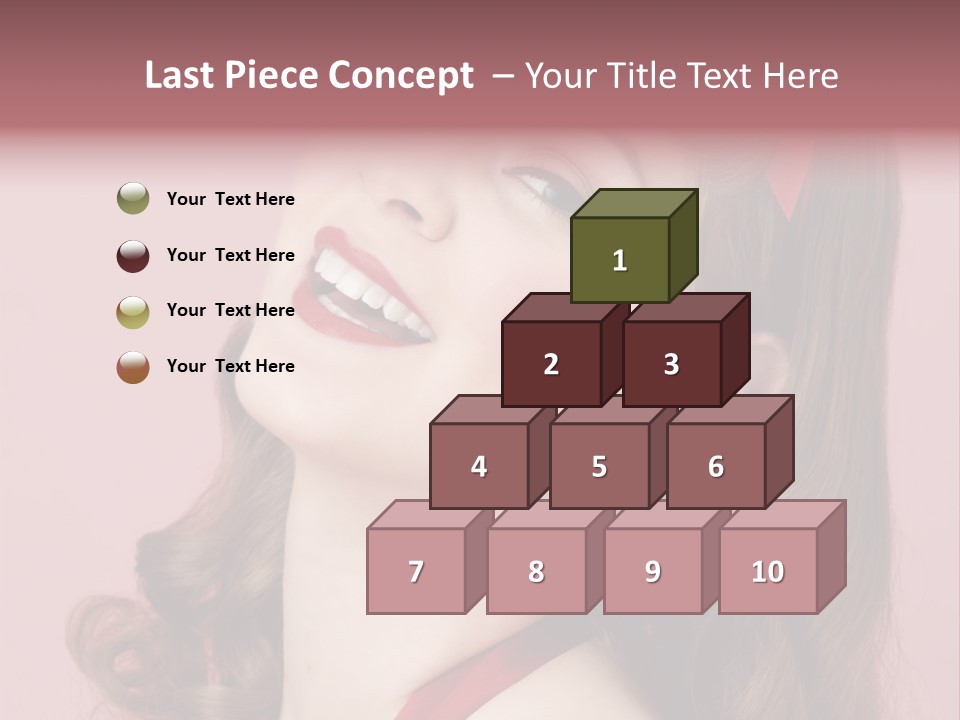 A Woman With A Red Ribbon Around Her Head PowerPoint Template