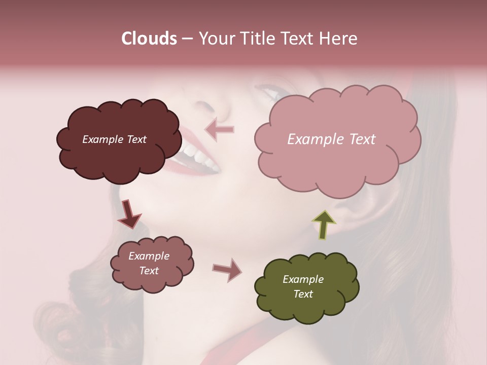 A Woman With A Red Ribbon Around Her Head PowerPoint Template