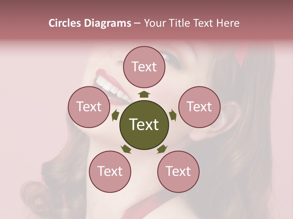 A Woman With A Red Ribbon Around Her Head PowerPoint Template