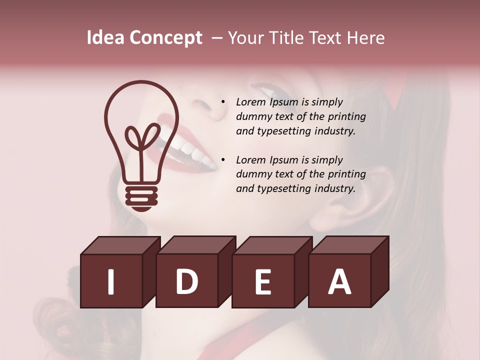 A Woman With A Red Ribbon Around Her Head PowerPoint Template