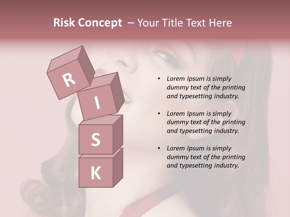 A Woman With A Red Ribbon Around Her Head PowerPoint Template