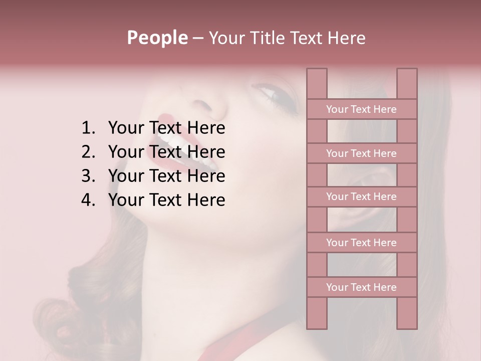 A Woman With A Red Ribbon Around Her Head PowerPoint Template