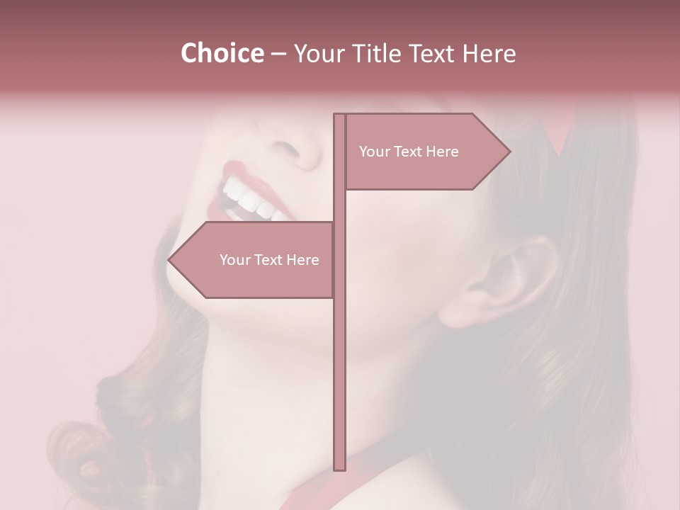 A Woman With A Red Ribbon Around Her Head PowerPoint Template