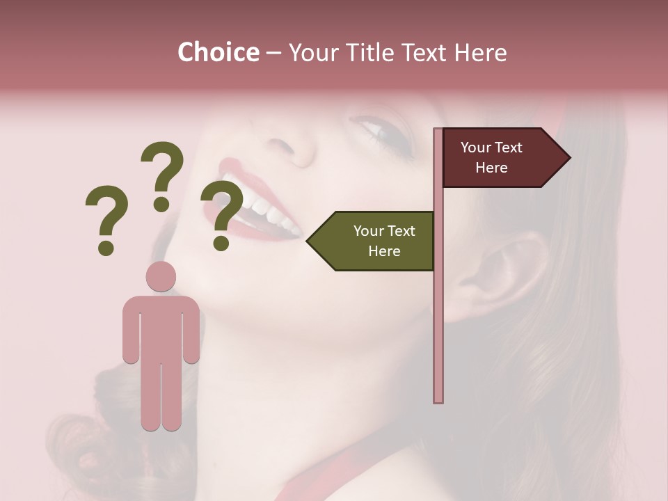 A Woman With A Red Ribbon Around Her Head PowerPoint Template