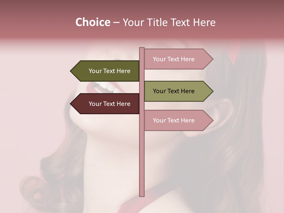 A Woman With A Red Ribbon Around Her Head PowerPoint Template