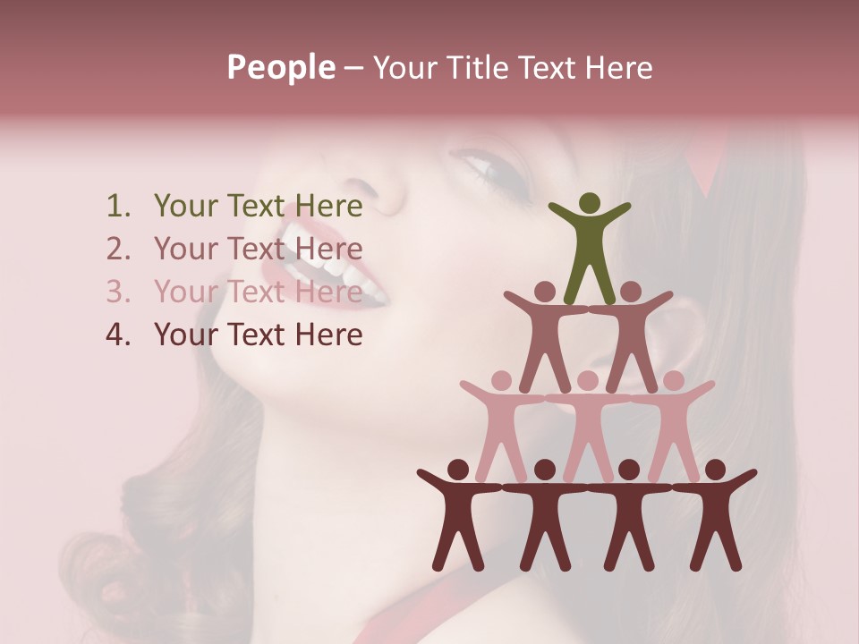 A Woman With A Red Ribbon Around Her Head PowerPoint Template