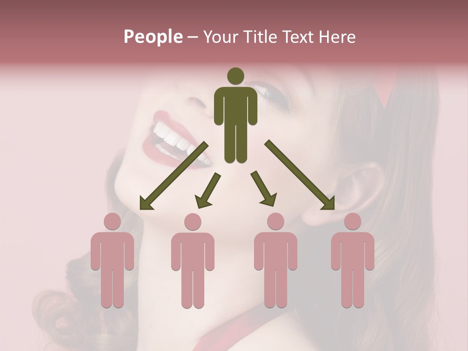 A Woman With A Red Ribbon Around Her Head PowerPoint Template