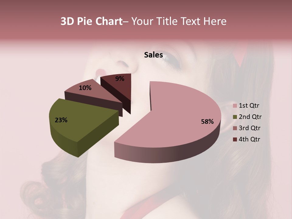 A Woman With A Red Ribbon Around Her Head PowerPoint Template