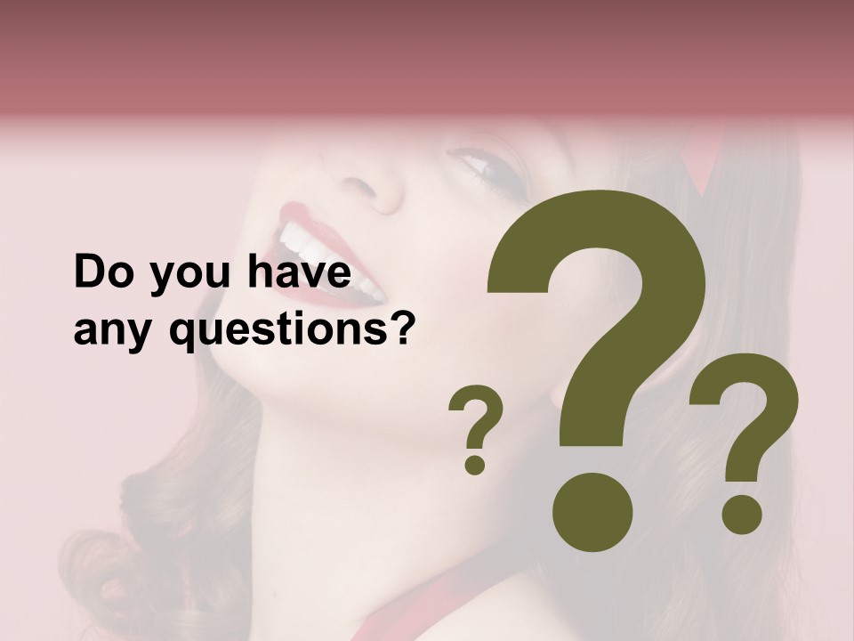 A Woman With A Red Ribbon Around Her Head PowerPoint Template