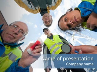 A Group Of People Standing In A Circle Holding Something PowerPoint Template