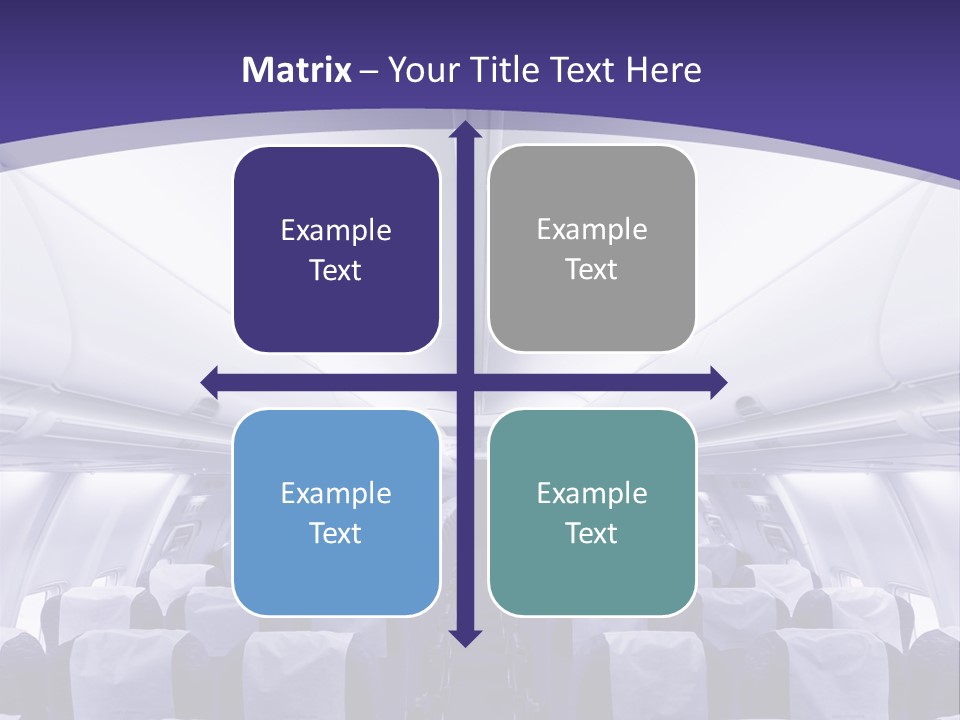 The Inside Of An Airplane With Seats And A Purple Background PowerPoint Template