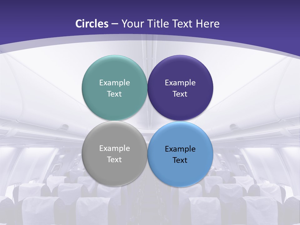 The Inside Of An Airplane With Seats And A Purple Background PowerPoint Template