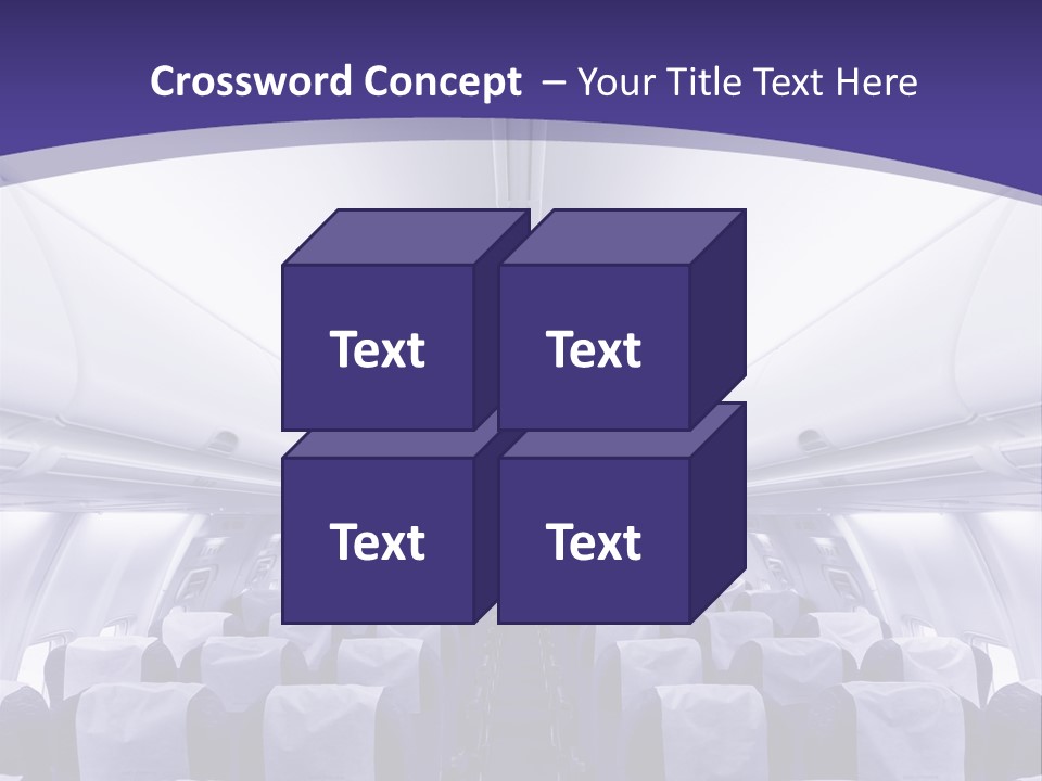 The Inside Of An Airplane With Seats And A Purple Background PowerPoint Template