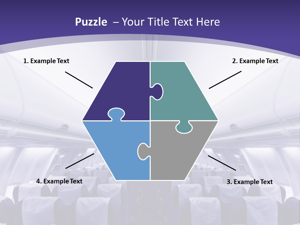 The Inside Of An Airplane With Seats And A Purple Background PowerPoint Template
