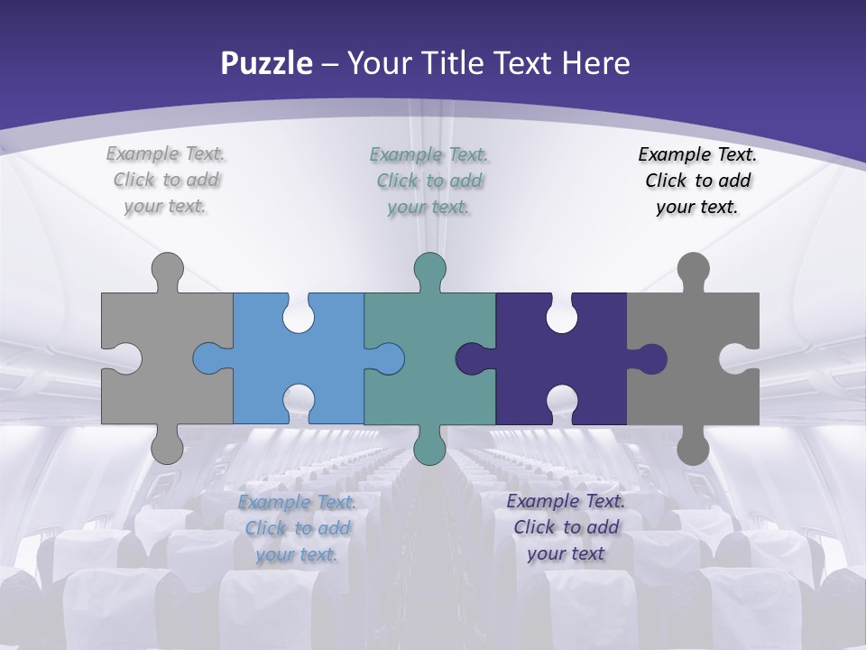 The Inside Of An Airplane With Seats And A Purple Background PowerPoint Template