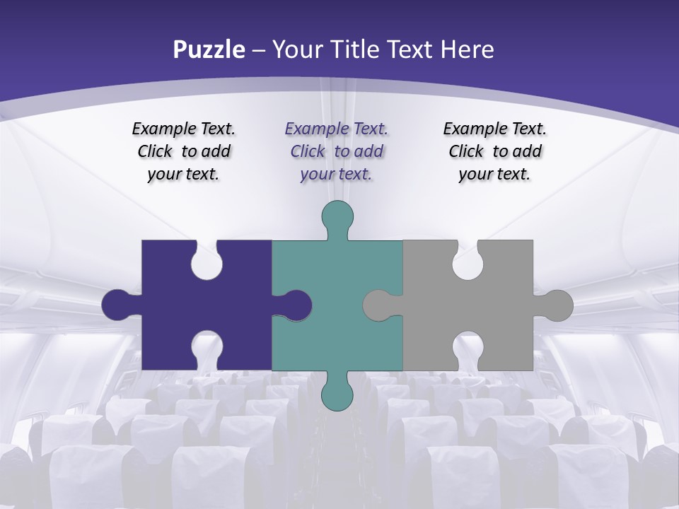 The Inside Of An Airplane With Seats And A Purple Background PowerPoint Template