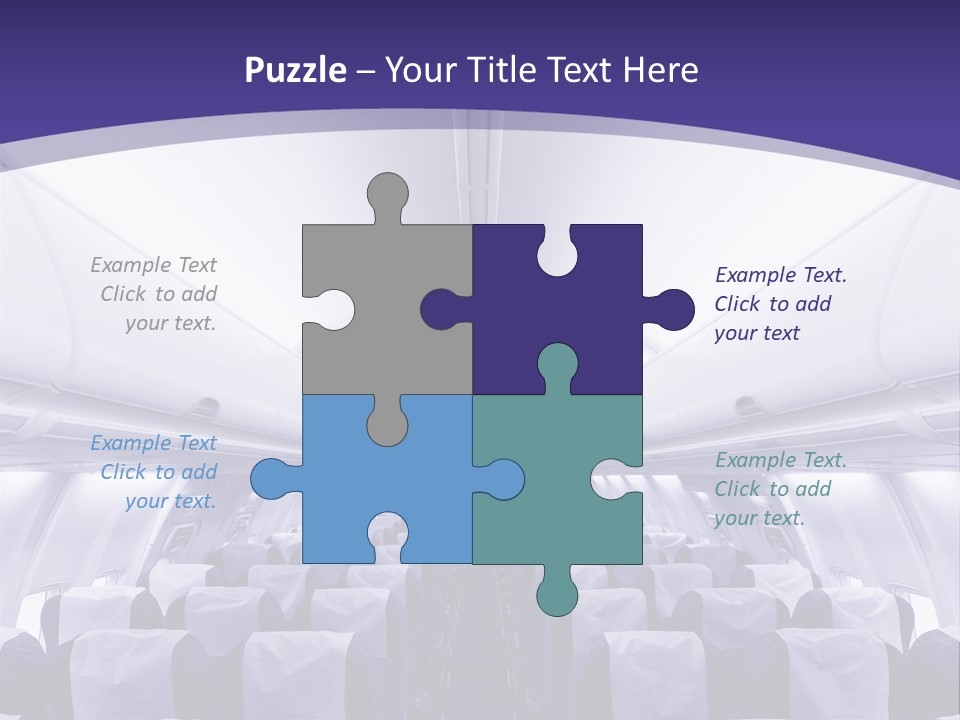 The Inside Of An Airplane With Seats And A Purple Background PowerPoint Template