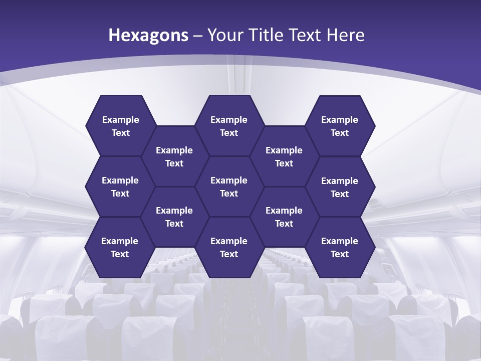 The Inside Of An Airplane With Seats And A Purple Background PowerPoint Template
