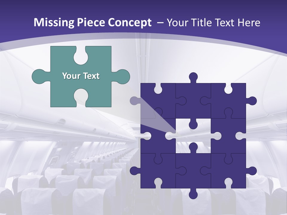 The Inside Of An Airplane With Seats And A Purple Background PowerPoint Template