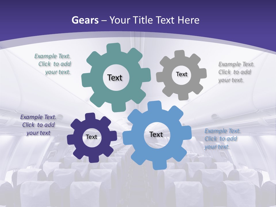 The Inside Of An Airplane With Seats And A Purple Background PowerPoint Template