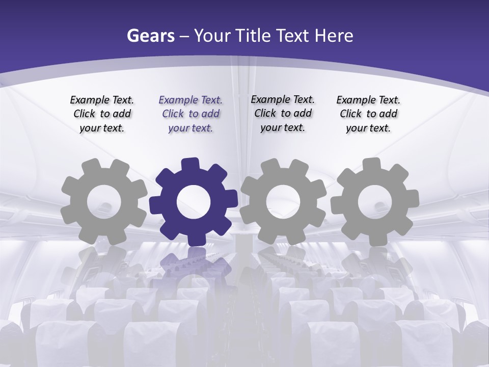 The Inside Of An Airplane With Seats And A Purple Background PowerPoint Template