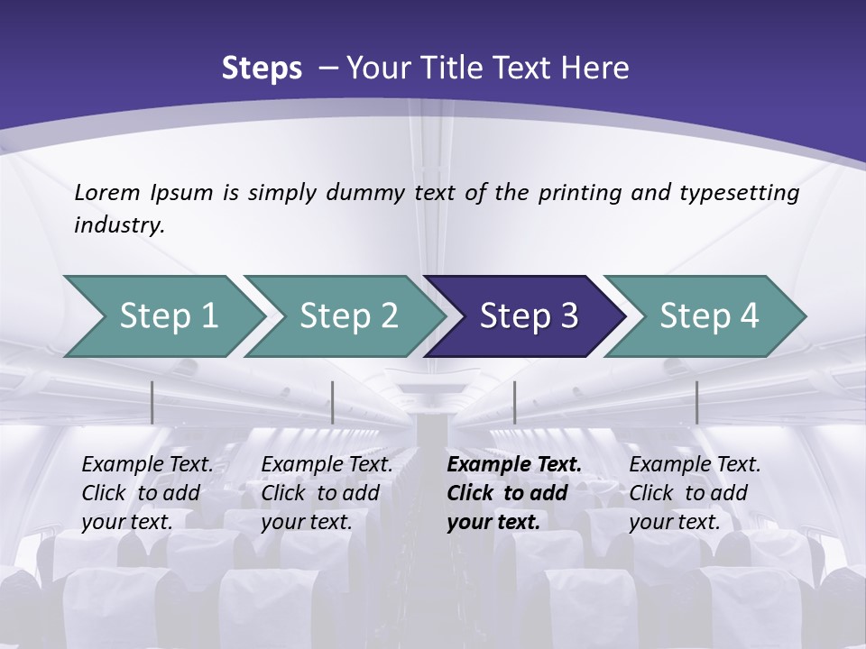 The Inside Of An Airplane With Seats And A Purple Background PowerPoint Template