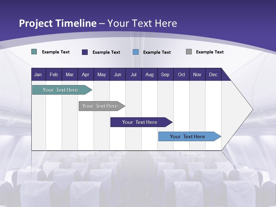 The Inside Of An Airplane With Seats And A Purple Background PowerPoint Template