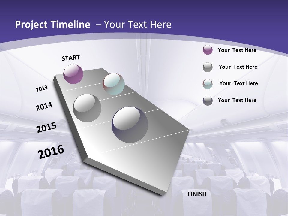 The Inside Of An Airplane With Seats And A Purple Background PowerPoint Template