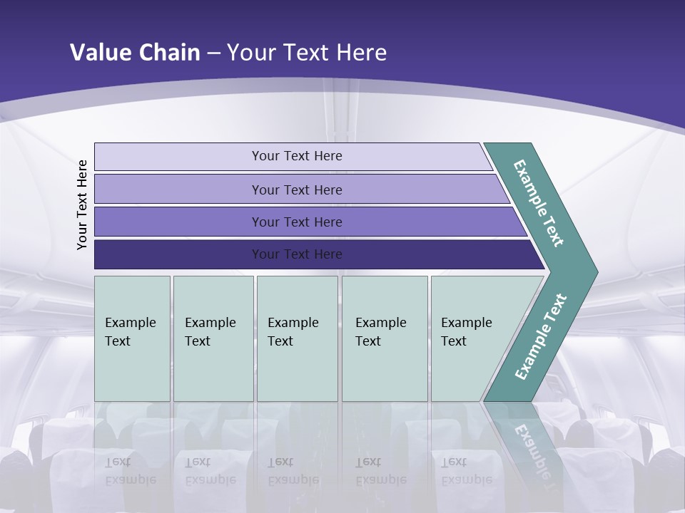 The Inside Of An Airplane With Seats And A Purple Background PowerPoint Template