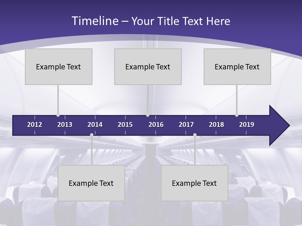 The Inside Of An Airplane With Seats And A Purple Background PowerPoint Template