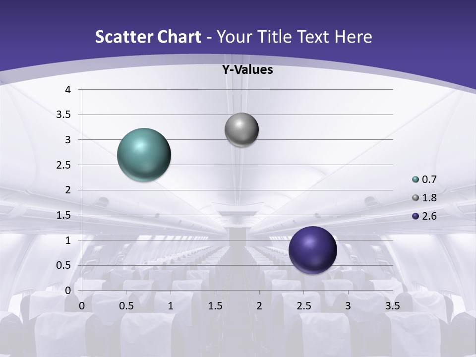 The Inside Of An Airplane With Seats And A Purple Background PowerPoint Template