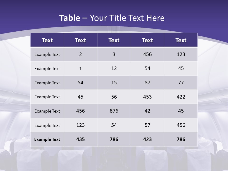 The Inside Of An Airplane With Seats And A Purple Background PowerPoint Template