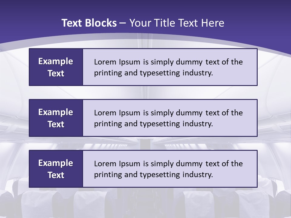 The Inside Of An Airplane With Seats And A Purple Background PowerPoint Template