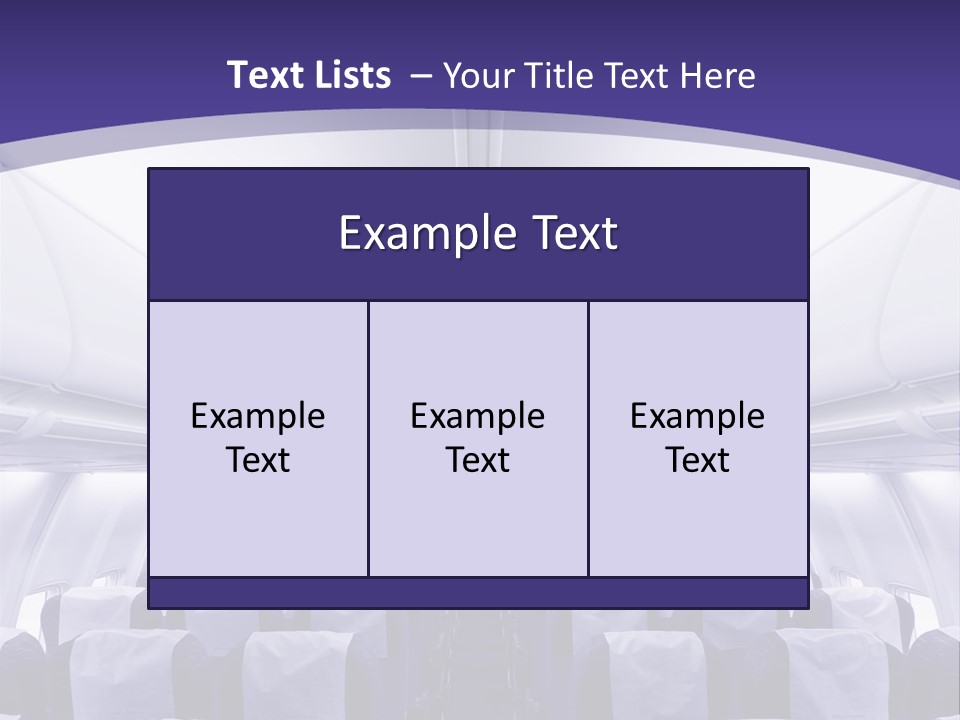 The Inside Of An Airplane With Seats And A Purple Background PowerPoint Template