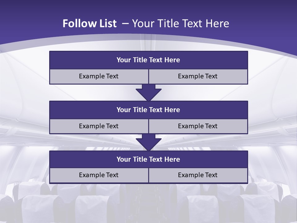 The Inside Of An Airplane With Seats And A Purple Background PowerPoint Template