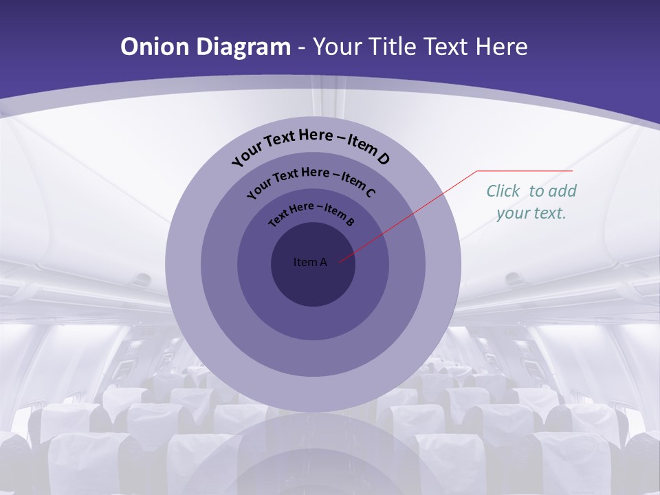 The Inside Of An Airplane With Seats And A Purple Background PowerPoint Template