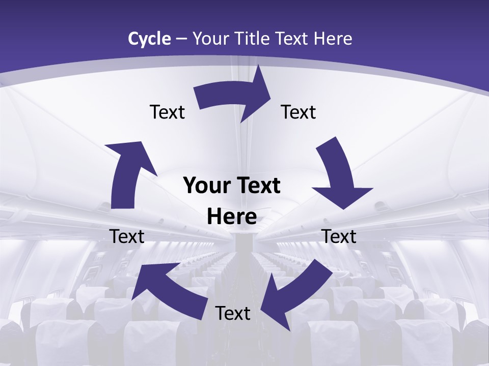 The Inside Of An Airplane With Seats And A Purple Background PowerPoint Template