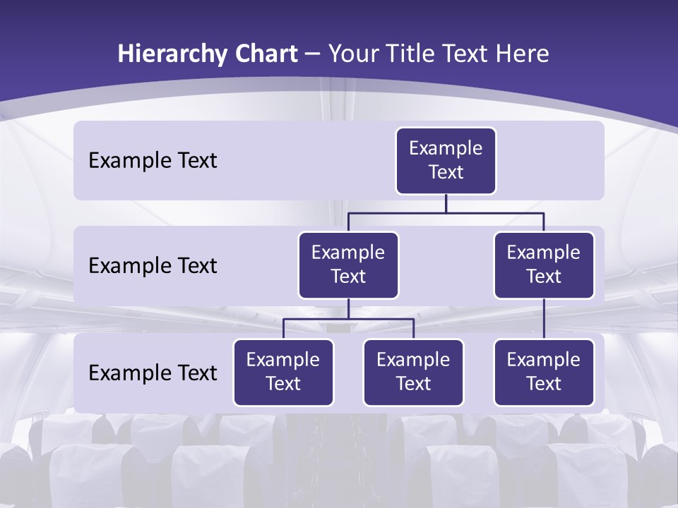 The Inside Of An Airplane With Seats And A Purple Background PowerPoint Template