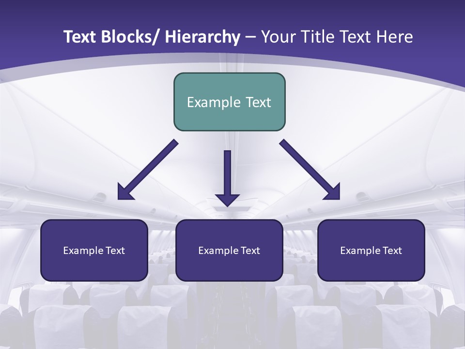 The Inside Of An Airplane With Seats And A Purple Background PowerPoint Template