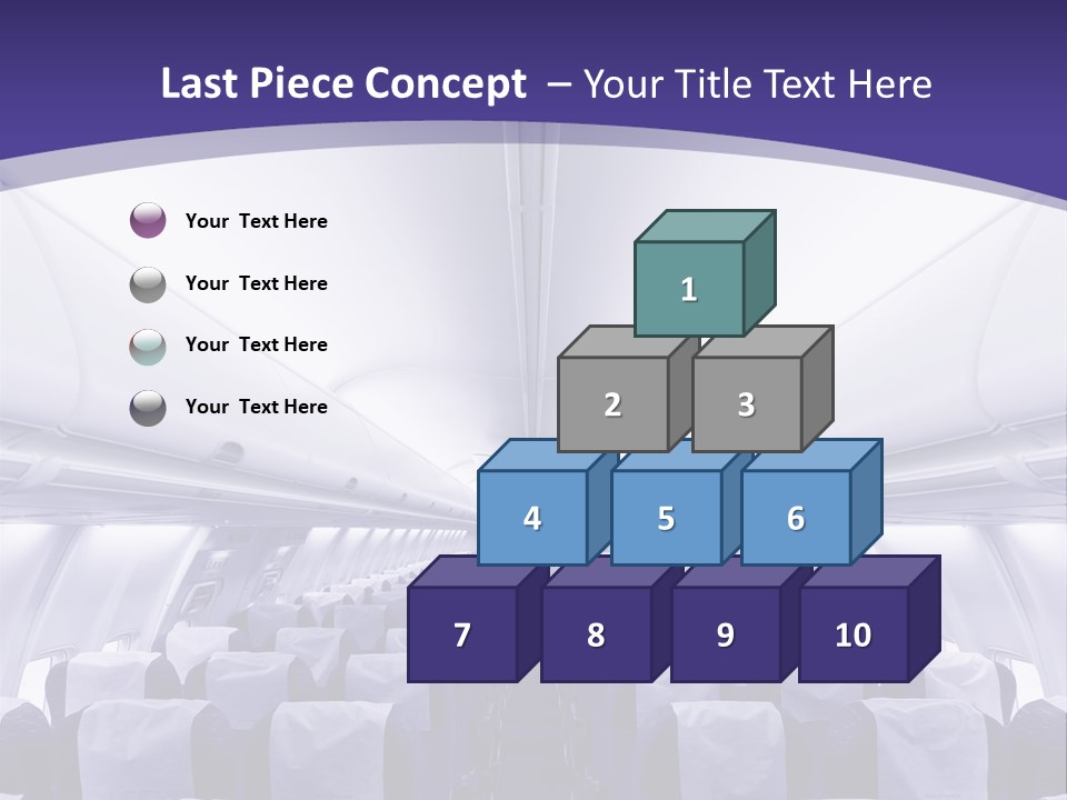 The Inside Of An Airplane With Seats And A Purple Background PowerPoint Template