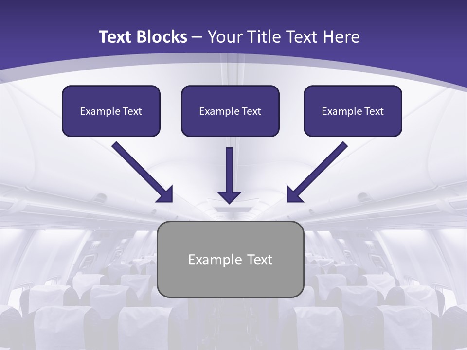 The Inside Of An Airplane With Seats And A Purple Background PowerPoint Template