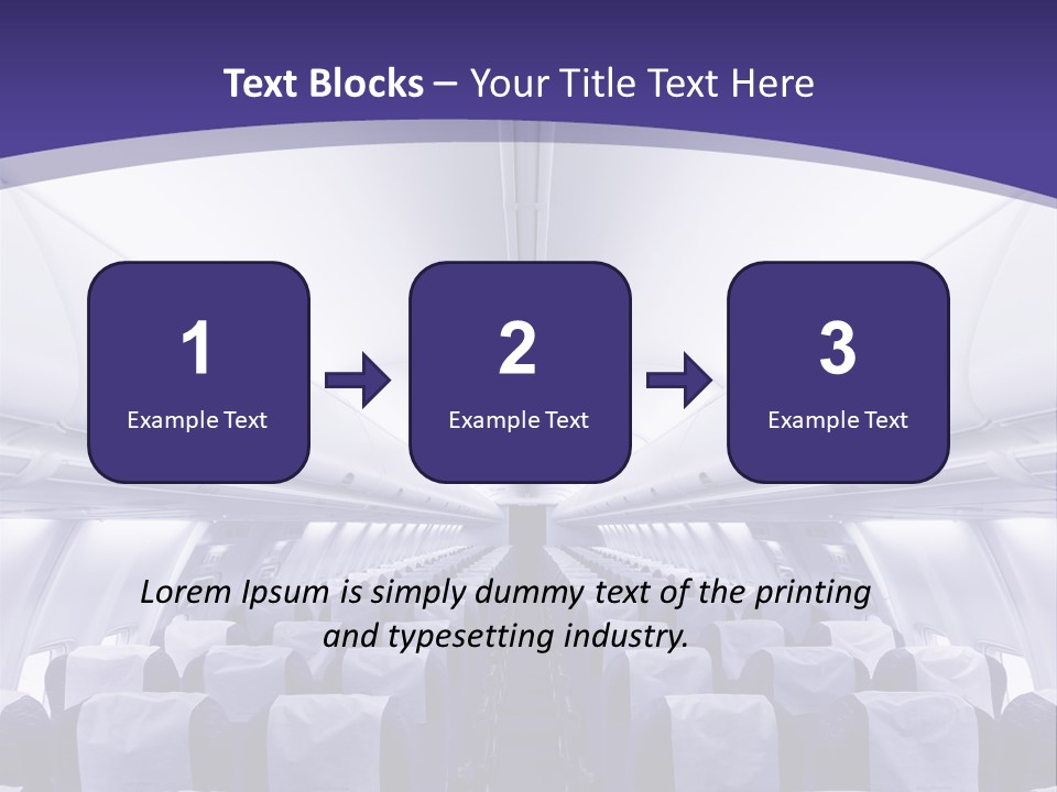 The Inside Of An Airplane With Seats And A Purple Background PowerPoint Template