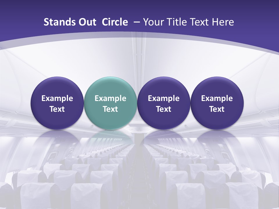 The Inside Of An Airplane With Seats And A Purple Background PowerPoint Template