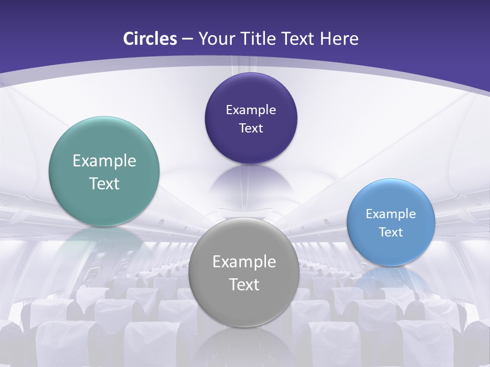 The Inside Of An Airplane With Seats And A Purple Background PowerPoint Template